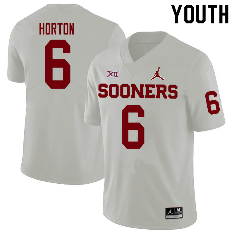 Youth #6 Cade Horton Oklahoma Sooners College Football Jerseys Sale-White